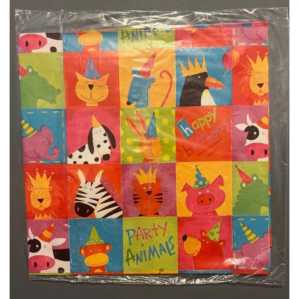 Vintage Artfaire Gift Wrap Sealed Party Animals Abstract Gift Wrap 2 Full Sheets